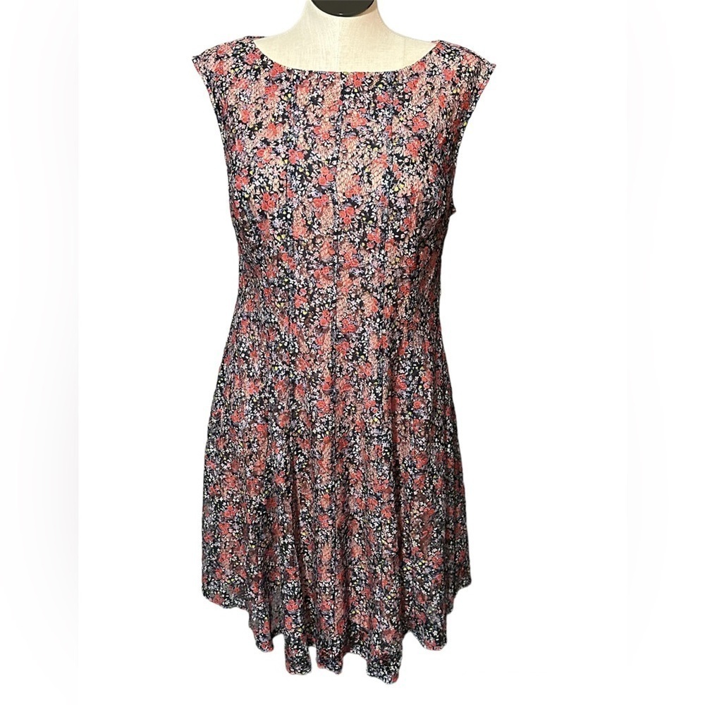 DANNY AND NICOLE floral lace pink blue multicolor back zipper dress size 14W